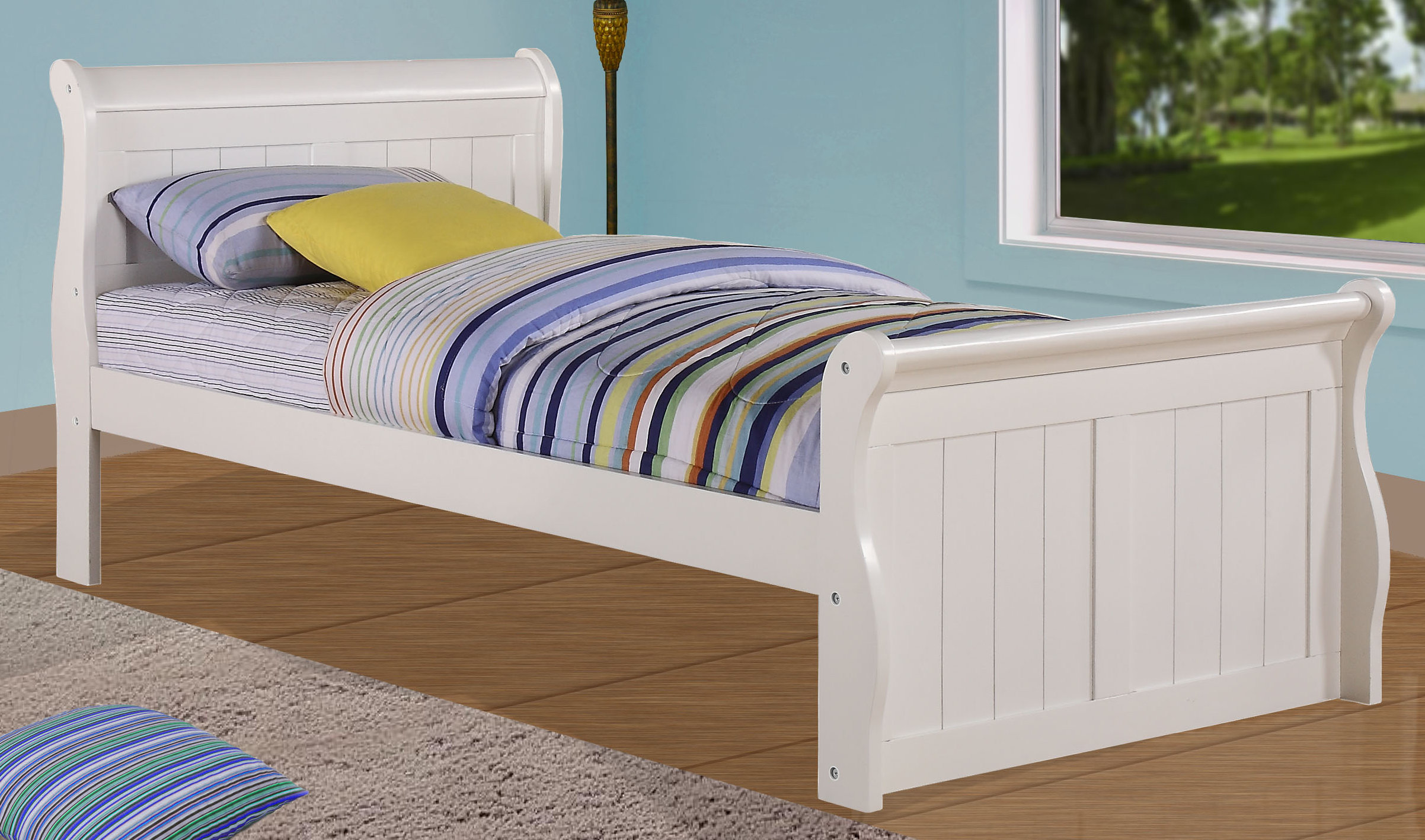 Solid wood twin sleigh bed discount